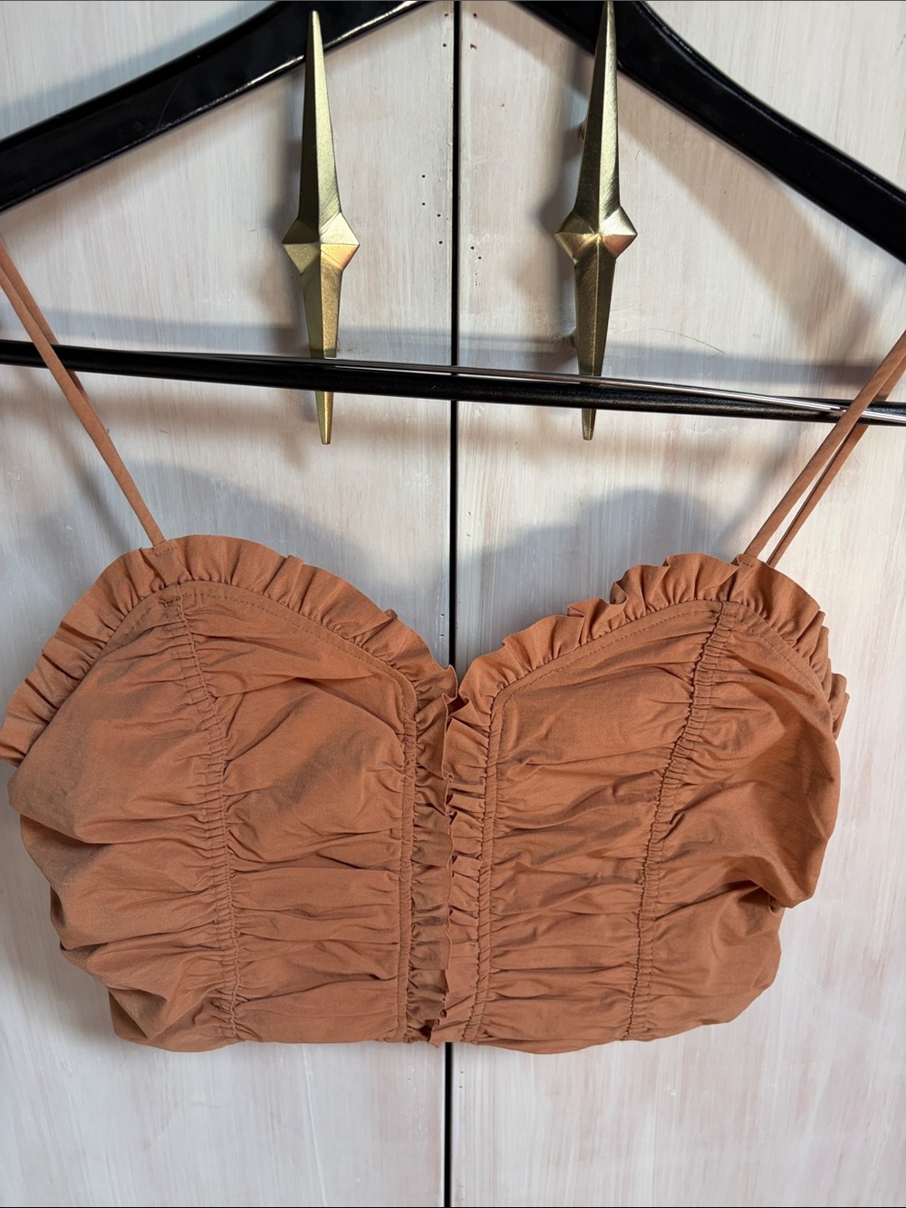 Zara Rust-Colored Ruched Crop Cami